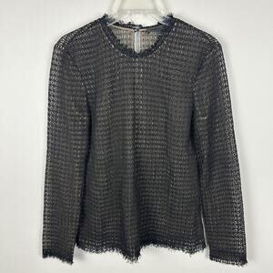 Alexander Wang Black Mesh Long Sleeve Crew Neck Top M